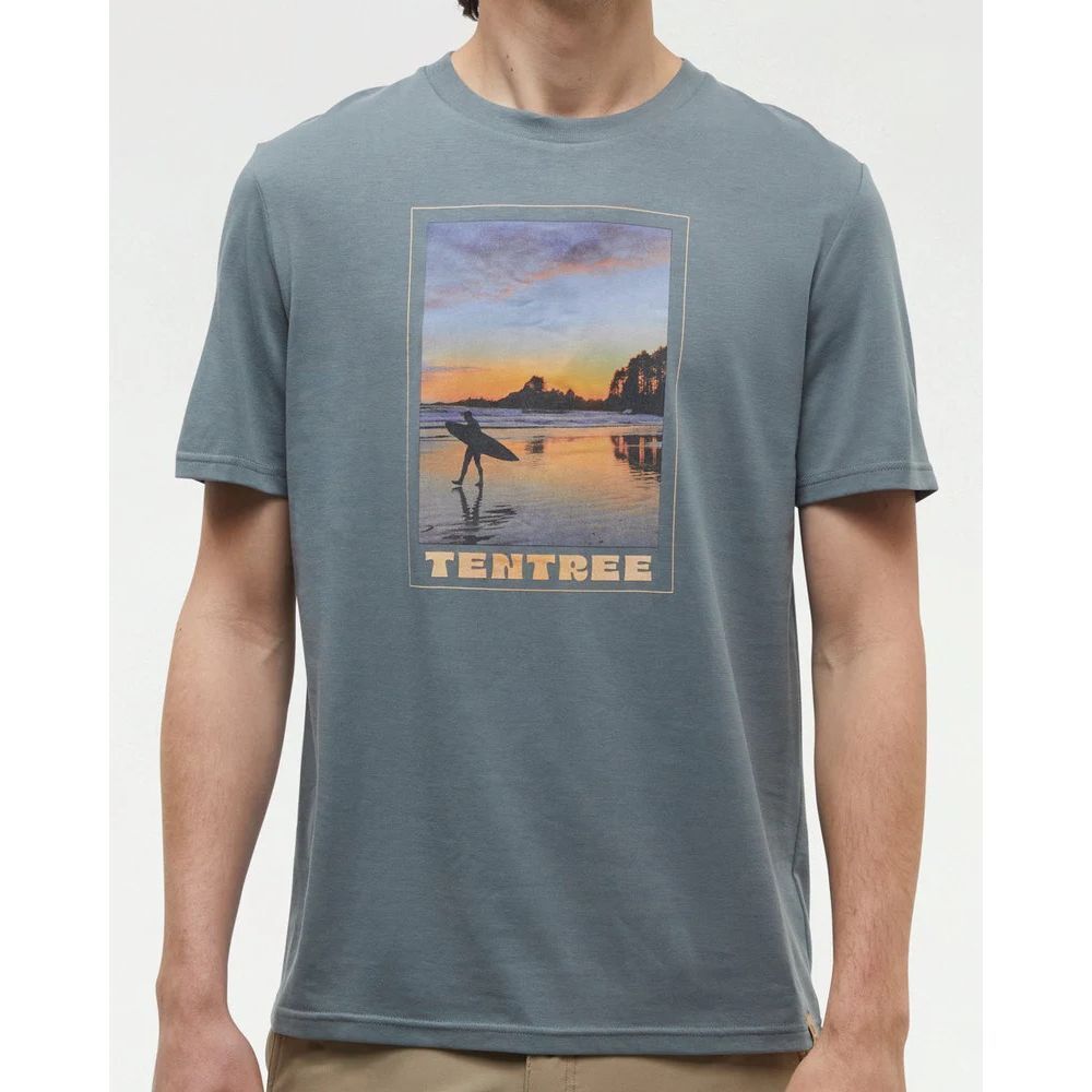 Tentree Surf Memento Regular Fit Printed Graphic T-shirt Anchor Gray Small